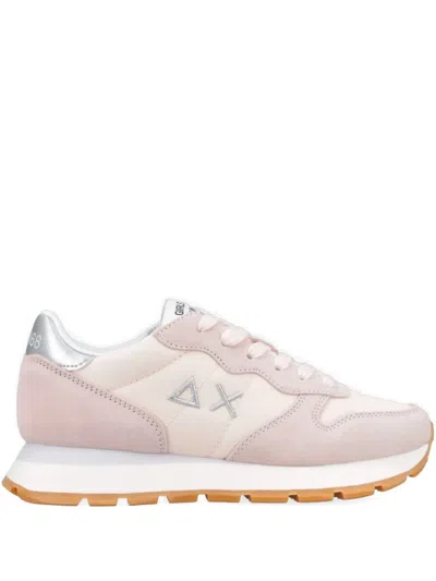 Sun 68 Suede-panel Lace-up Sneakers In Pink