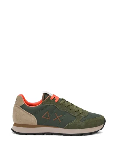 Sun 68 Suede-panelled Logo-embroidered Sneakers In Green