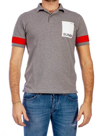 Sun 68 Sun68 - Big Logo On Chest Rectangle B.co A19124 34 Gri In Gray