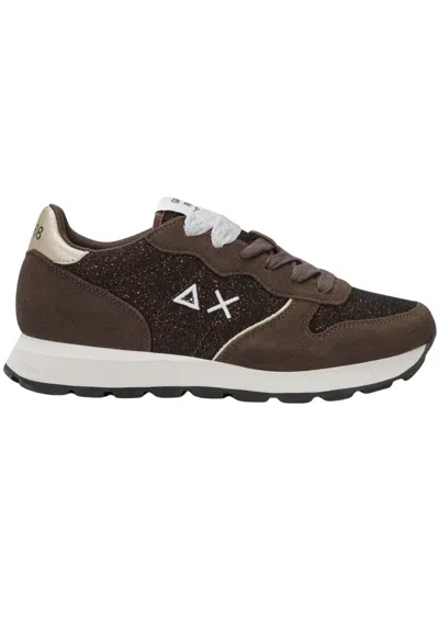 Sun 68 Sun68 Ally Glitter Textile Sneakers In Brown