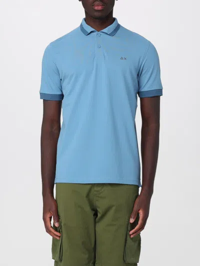 Sun 68 Sun68 Cotton Logo Polo Shirt In Blue