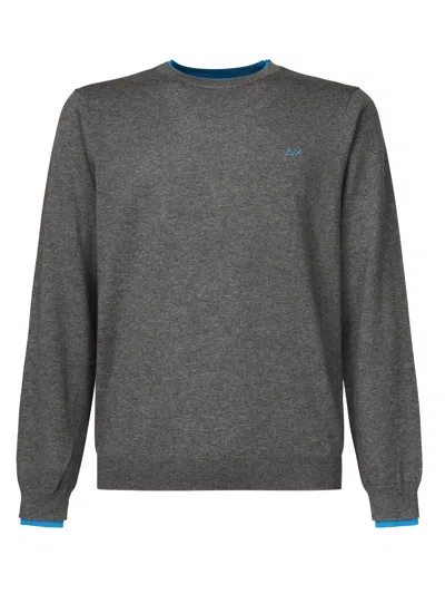 Sun 68 Sweater With Contrasting Logo In Grey