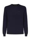 Sun 68 Solid Cotton Sweater Sweater In Blue