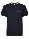 Sun 68 T Shirt Piquet Bande Fluo In Blue