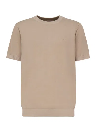 Sun 68 T-shirt With Logo In Brown
