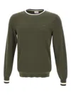 Sun 68 Tipped-collar Crew-neck Sweater In Green