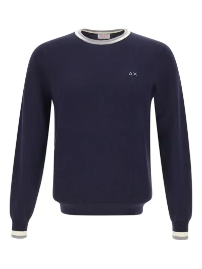 Sun 68 Tipped Crew-neck Sweater In Blue