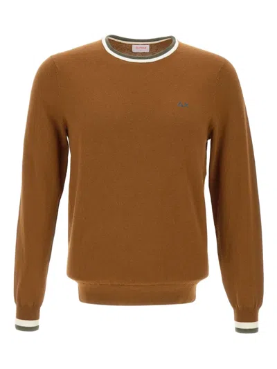 Sun 68 Tipped Crew-neck Sweater In Brown