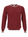 Sun 68 Tipped Crew-neck Sweater In Burgundy