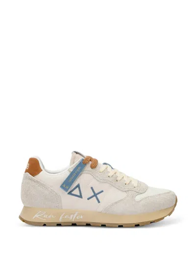 Sun 68 Tom Panelled Suede-trim Sneakers In Neutral