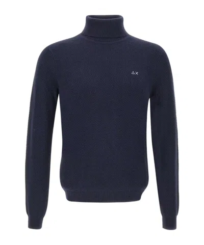 Sun 68 Turtleneck Textured Sweater In Blue