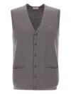 Sun 68 V-neck Buttoned Vest In Gray