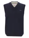 Sun 68 V-neck Embroidered-logo Vest In Blue