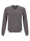 Sun 68 V-neck Embroidered Sweater In Gray
