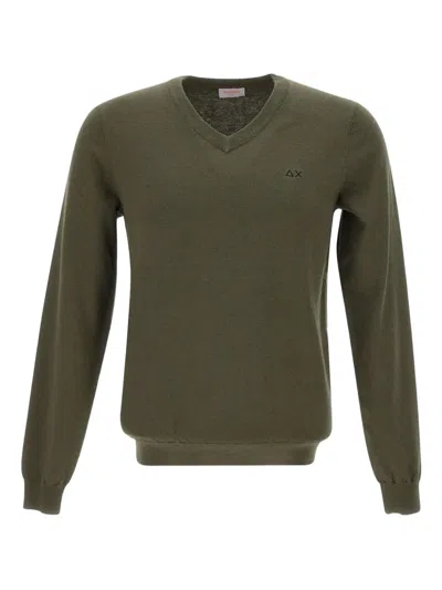 Sun 68 V-neck Ribbed-edge Sweater In Green