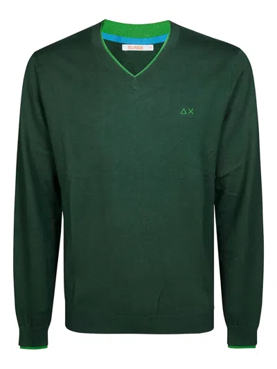 Sun 68 V-neck Sweater In Green