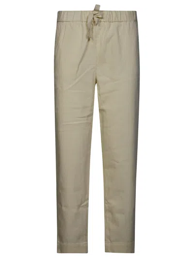 Sun 68 Velvet Striped Trousers For Women In Bianco