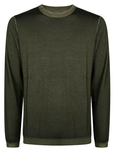 Sun 68 Vintage Effect Crewneck Sweater For Men In Green