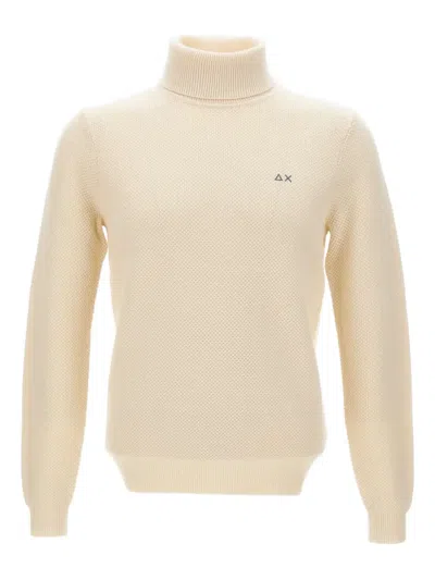 Sun 68 Waffle-knit Turtleneck Sweater In Neutral