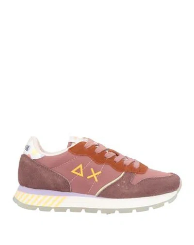 Sun 68 Woman Sneakers Mauve Size 6 Leather, Textile Fibers In Multi