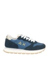 Sun 68 Woman Sneakers Navy Size 6.5 Leather, Textile Fibers In Multi