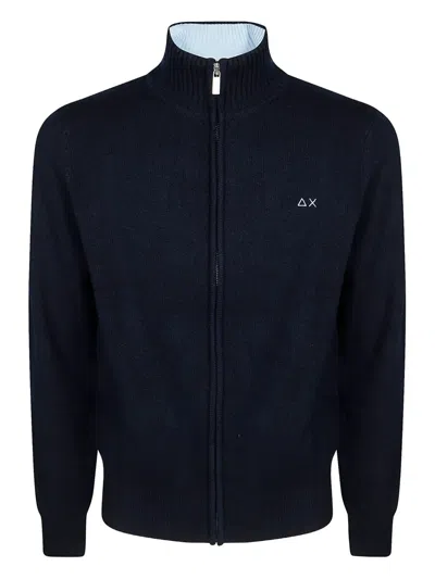 Sun 68 Zip-up Cardigan In Blue