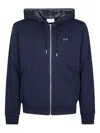 Sun 68 Zip Hoodie With Contrasting Fabric In Blue