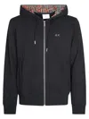 Sun 68 Zip-up Hoodie With Contrasting Fabric In Black