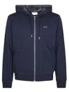 Sun 68 Zip-up Hoodie With Contrasting Fabric In Blue