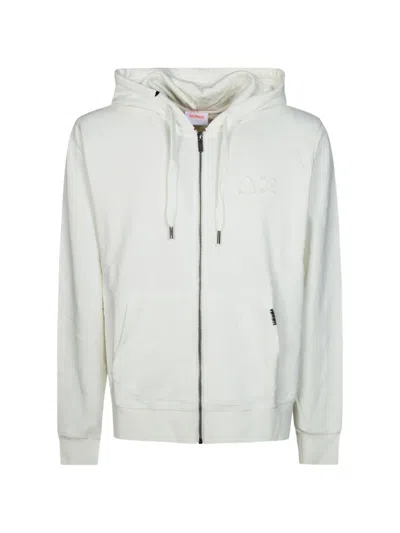 Sun 68 Zip-up Hoodie In White