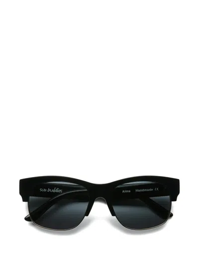 Sun Buddies Alma Round-frame Sunglasses In Black