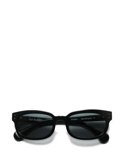 Sun Buddies Amber Round-frame Sunglasses In Black