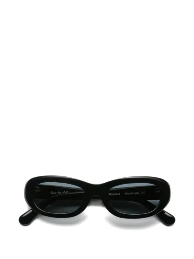 Sun Buddies Miuccia Oval-frame Sunglasses In Black