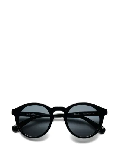 Sun Buddies Zinedine Round-frame Sunglasses In Black