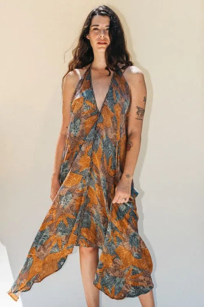 Sun Child Classic Silk Dress Alexa In Multi