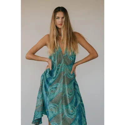 Sun Child Classic Silk Dress Coco In Blue