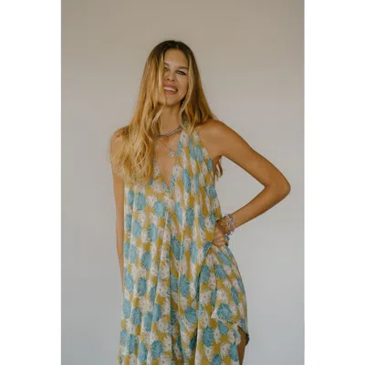 Sun Child Classic Silk Dress Confetti In Green