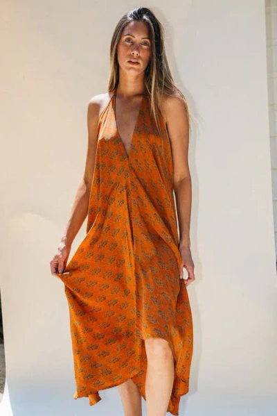 Sun Child Classic Silk Dress Hope In Orange