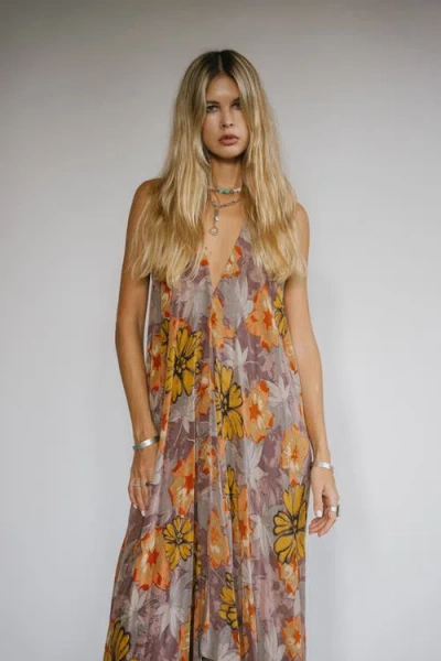 Sun Child Classic Silk Dress Jonah In Brown