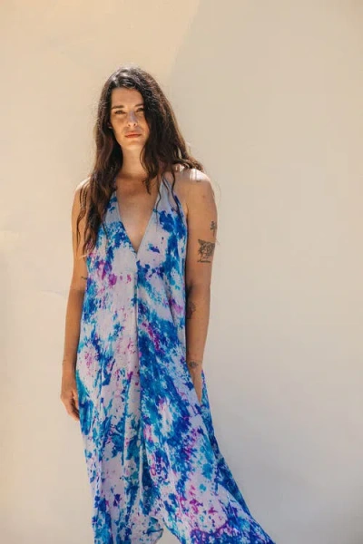 Sun Child Classic Silk Dress Lavender In Multi