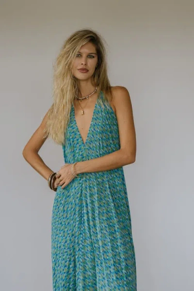 Sun Child Classic Silk Dress Moksha In Blue