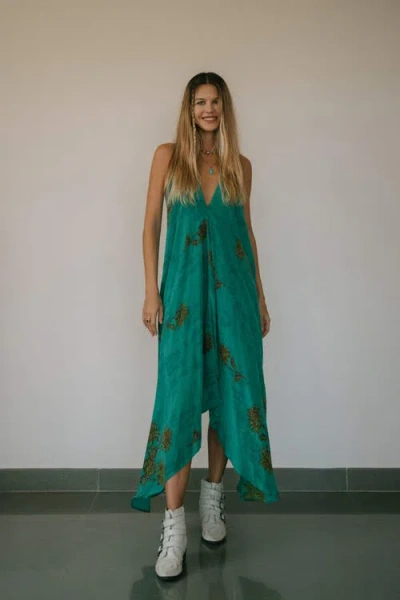 Sun Child Classic Silk Dress Moment In Green