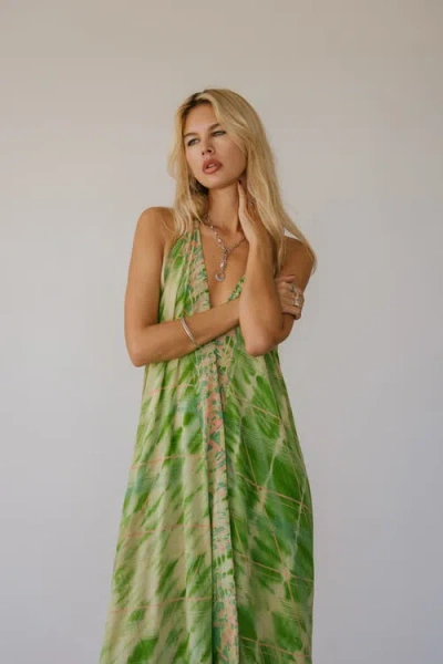 Sun Child Classic Silk Dress Zuma In Green