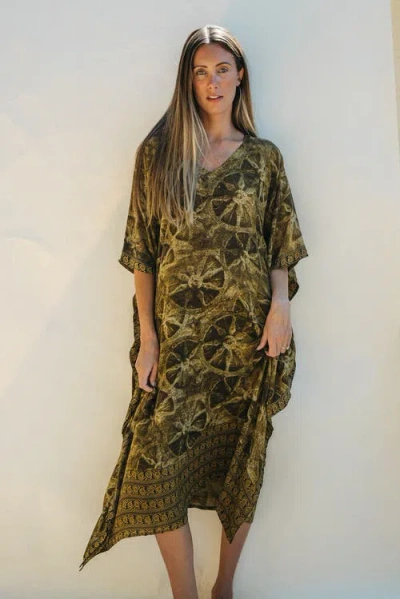 Sun Child Long Caftan Luna In Green