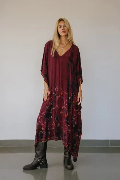 Sun Child Long Caftan Rinna In Burgundy