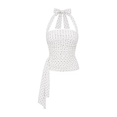Sun Culture Kay Top In White Polka