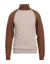 Sun House Man Turtleneck Taupe Size Xl Alpaca Wool, Polyamide, Wool
