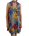 Sun + Moon Floral Choker Sleeveless Mini Dress In Ivory Black In Multi