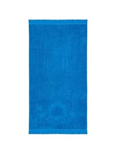 Sun Of A Beach Fringed Logo-embossed Towel In Blue