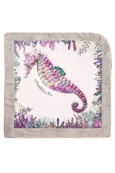 Sun Of A Beach Girl's Baby Towel In Seahorse/ Taupe/ Pink